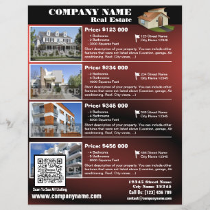 Real Estate - Glanzende QR code flyer - Rood (QR45