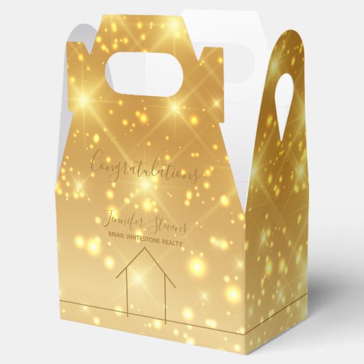 Real Estate Gold Sparkle Gefeliciteerd Nieuw start Bedankdoosjes (Geopend)
