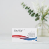 Real Estate Logo Red Blue Swoosh Modern White Visitekaartje (Staand voorkant)