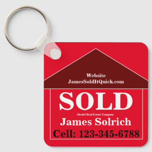 Real Estate MARKETING GIFT Name Script Modern Cool Sleutelhanger