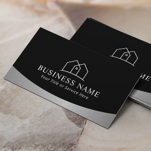 Real Estate Minimalist House Logo Modern Metallic Visitekaartje