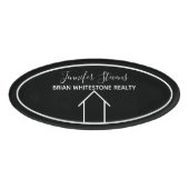 Real Estate Modern Black White Custom Realtor Naambadge (Voorkant)