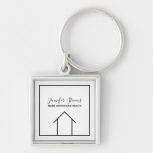 Real Estate Moderne Black Monogram Realtor Sleutelhanger