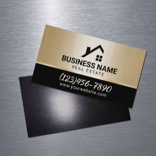 Real Estate Moderne House Logo Black & Gold Magnetisch Visitekaartje