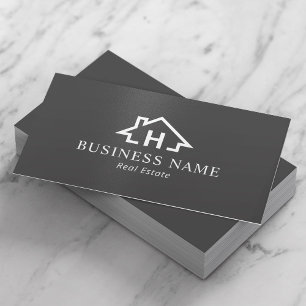 Real Estate Monogram House Logo Professional Grey Visitekaartje