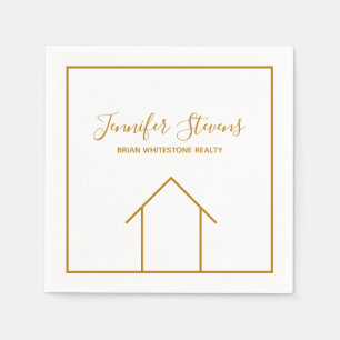 Real Estate Open House Custom Chic Gold White Servet