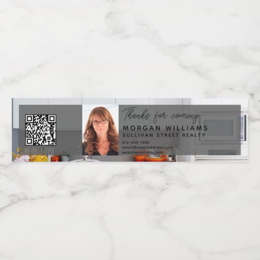 Real Estate Open House QR Code Waterfles Etiket (Enkel label)