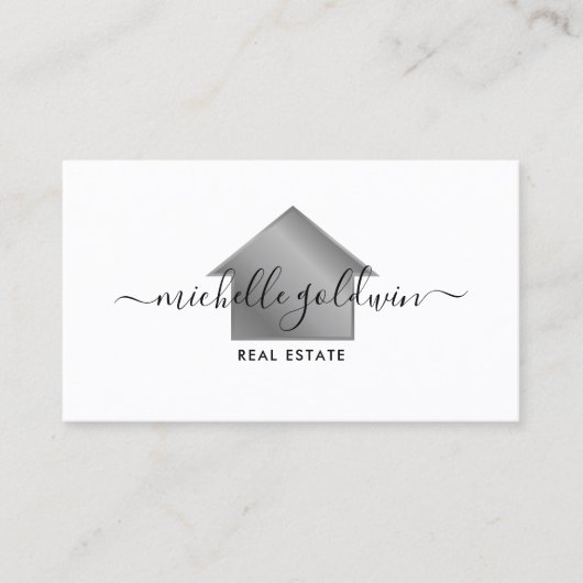 Real Estate Professional Modern Script House Visitekaartje (Voorkant)