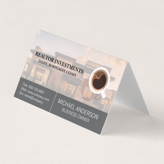Real Estate Property | Cup of Coffee Visitekaartjes (Voorkant)