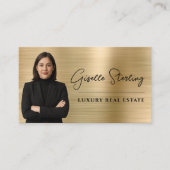 Real Estate QR Code Photo Faux Gold Metallic Visitekaartje (Voorkant)