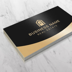 Real Estate Realtor Black & Gold Custom House Logo Visitekaartje