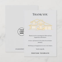 Real Estate Realtor Thank You Card Elegant Gold