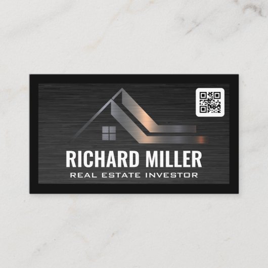 Real Estate Roof | Sjabloon QR-streepjescode Visitekaartje (Voorkant)