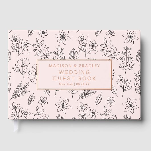 Real Foil Botanical Floral Mariage Livre d'invité (Recto)