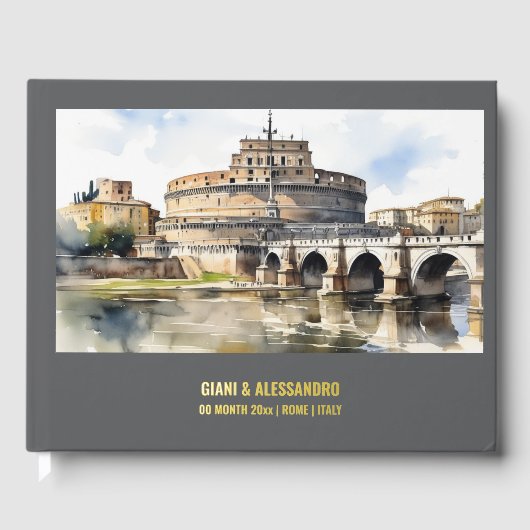Real foil Castel Sant'Angelo Rome aquarelle chic (Recto)