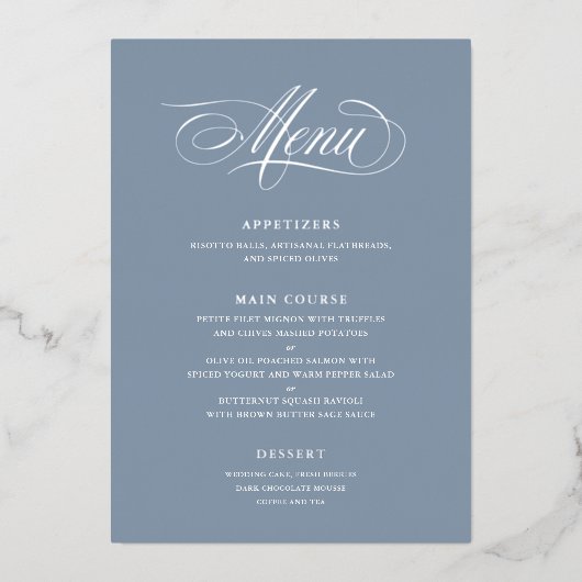 Real Foil Mariage Menu Classic Script Calligraphie (Devant)