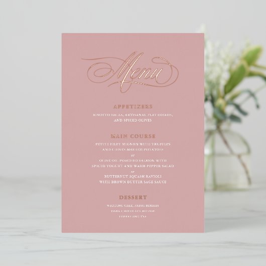 Real Foil Mariage Menu Classic Script Calligraphie (Debout devant)