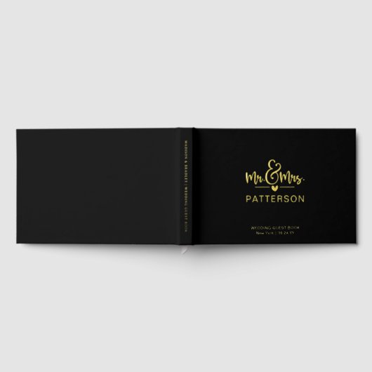 Real Foil Mr & Mrs Nom personnalisé Mariage noir (Complet)