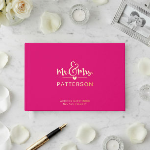 Real Foil Mr & Mrs Nom personnalisé Mariage rose
