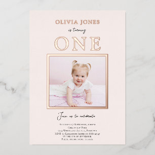 Real Foil, Photo 1er Anniversaire invitation en ro