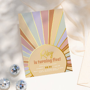 Real Folie Retro Sun Groovy Girl Birthday Party Uitnodiging