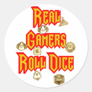Real Gamers Roll Dice Ronde Sticker