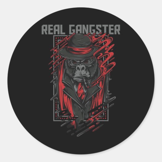 Real Gangster Ronde Sticker (Voorkant)