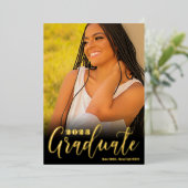 Real Gold Black, drie fotograaffeesten Folie Uitnodiging (Staand Voorkant)