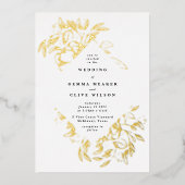 Real Gold Elegant Botanical Wedding Invitation (Devant)