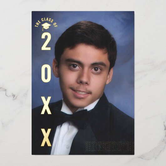 Real Gold Foil Afstuderen foto bekendmaking Folie Uitnodiging (Voorkant)