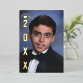 Real Gold Foil Afstuderen foto bekendmaking Folie Uitnodiging (Staand Voorkant)