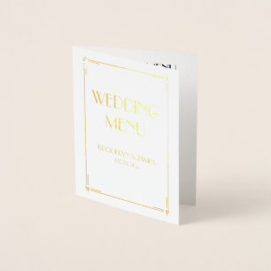 Real Gold Foil Art Déco Menu Mariage