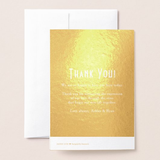 Real Gold Foil Art Déco Programme de mariage (Derrière avec enveloppe)