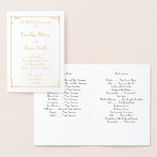 Real Gold Foil Art Déco Programmes de mariage