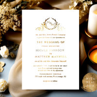 Real Gold Foil Elegant Formal Monogram Weddenschap
