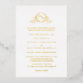 Real Gold Foil Elegant Formal Monogram Weddenschap Folie Uitnodiging (Voorkant)