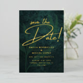 Real GOLD FOIL Emerald Green Save the Date Wedding Folie Uitnodiging (Staand Voorkant)