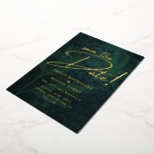 Real GOLD FOIL Emerald Green Save the Date Wedding Folie Uitnodiging (Gedraaid)
