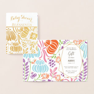 Real Gold Foil Floral Baby shower Blessings Folie Kaarten
