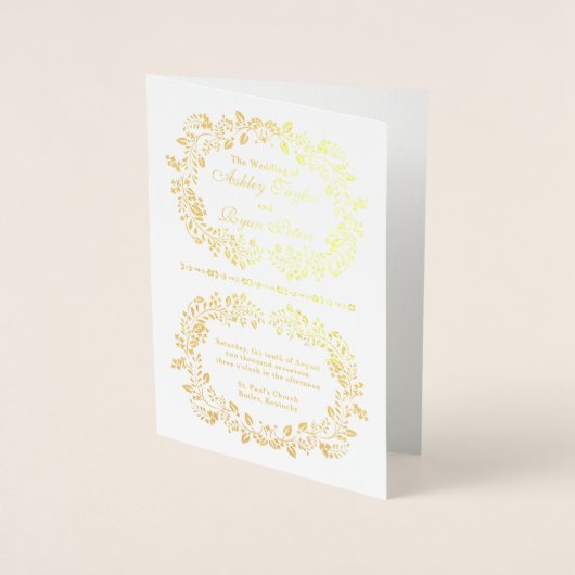 Real Gold Foil Floral Wedding Programme Folie Kaarten (Voorkant)