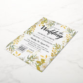 REAL GOLD FOIL Greenery PHOTO QR Code Weddenschap Folie Uitnodiging (Gedraaid)