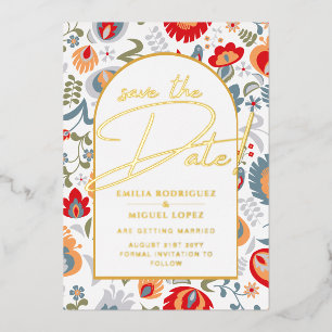 Real Gold Foil Modern Wedding Save the Date LeahG Folie Uitnodiging
