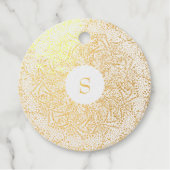 Real Gold Foil Sparkle Monogram Bedankjes Labels (Voorkant)