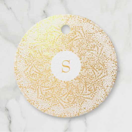 Real Gold Foil Sparkle Monogram Bedankjes Labels (Voorkant)