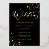 Real Gold Foil Spots Moderne White Elegant Black Folie Uitnodiging (Voorkant)