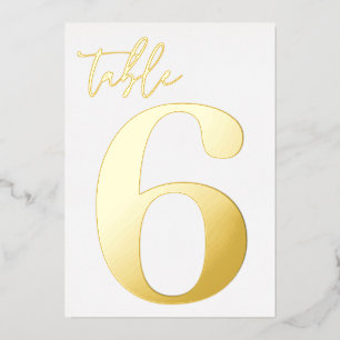 Real Gold Foil Table Number Folie Uitnodiging