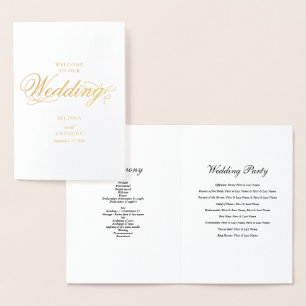 Real Gold Foil Wedding Order of Service Programma