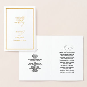 Real Gold Foil Wedding Order of Service Programma