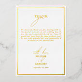 Real Gold Foil White & Gold Mariage Carte de remer (Recto)