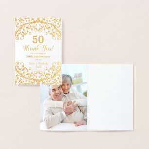 Real Gold Folie 50ste bruiloft Jubileum Dank u Folie Kaarten